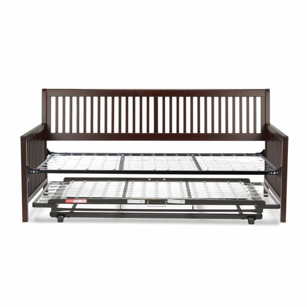 Leggett & Platt Mission Complete Wood Daybed with Link Spring Support Frame and Pop-Up Trundle Bed, Espresso Finish, Twin