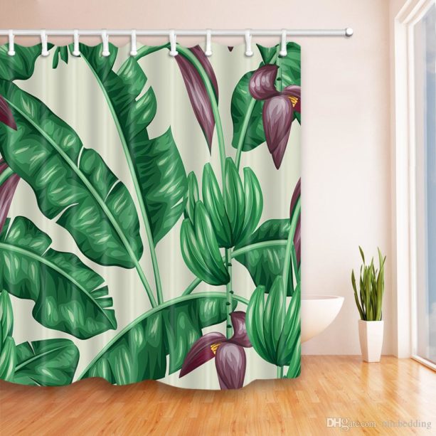 banana leaves and flowers shower curtain