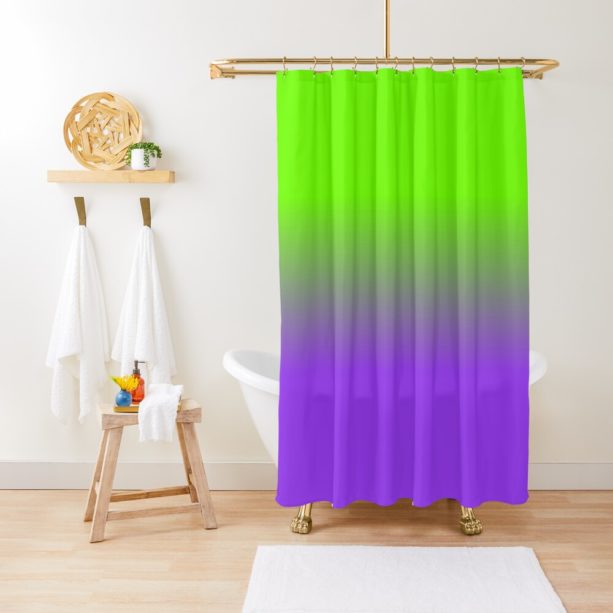 ombre neon purple and neon green shower curtain