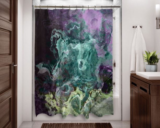 purple and green mood abstract shower curtain
