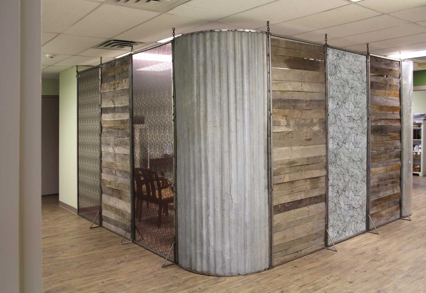 The Use Of Corrugated Metal Wall In A Modern Rustic Clinic Interior 