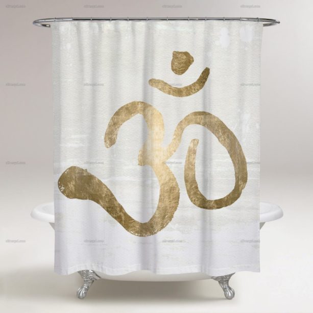 Oliver Gal Artist Co. ohm gold blanc shower curtain