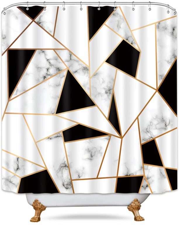 Riyidecor marble shower curtain with cracked pattern