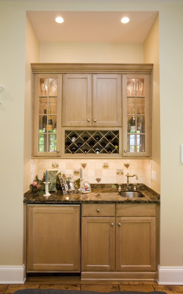maple wine and beverages traditional kitchen cabinetry and Desert Tan wall paint