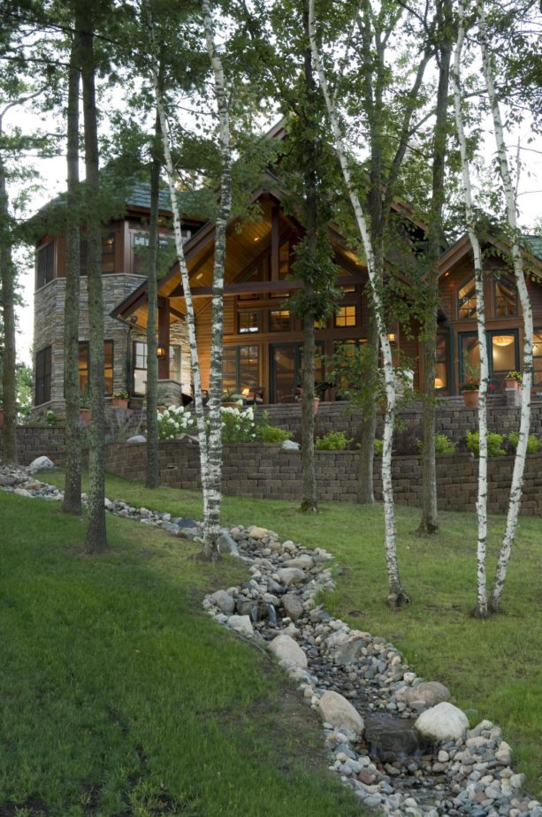 rustic retaining wall ideas in natural steep slopes