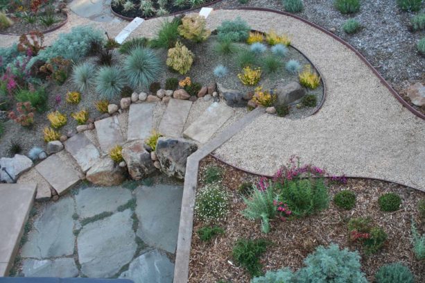 slope desert backyard with gravel desert landscape idea