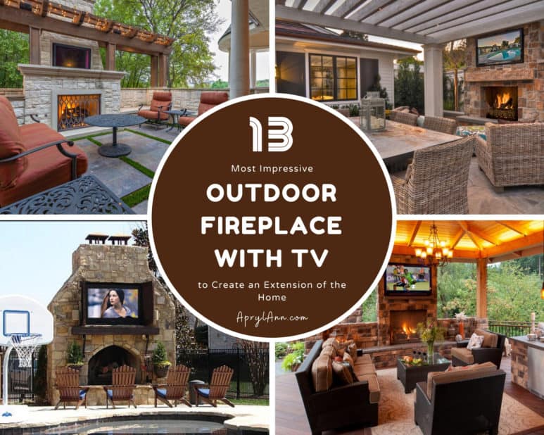 Outdoor Fireplace With Tv, Outdoor Linear Fireplace With Tv Above