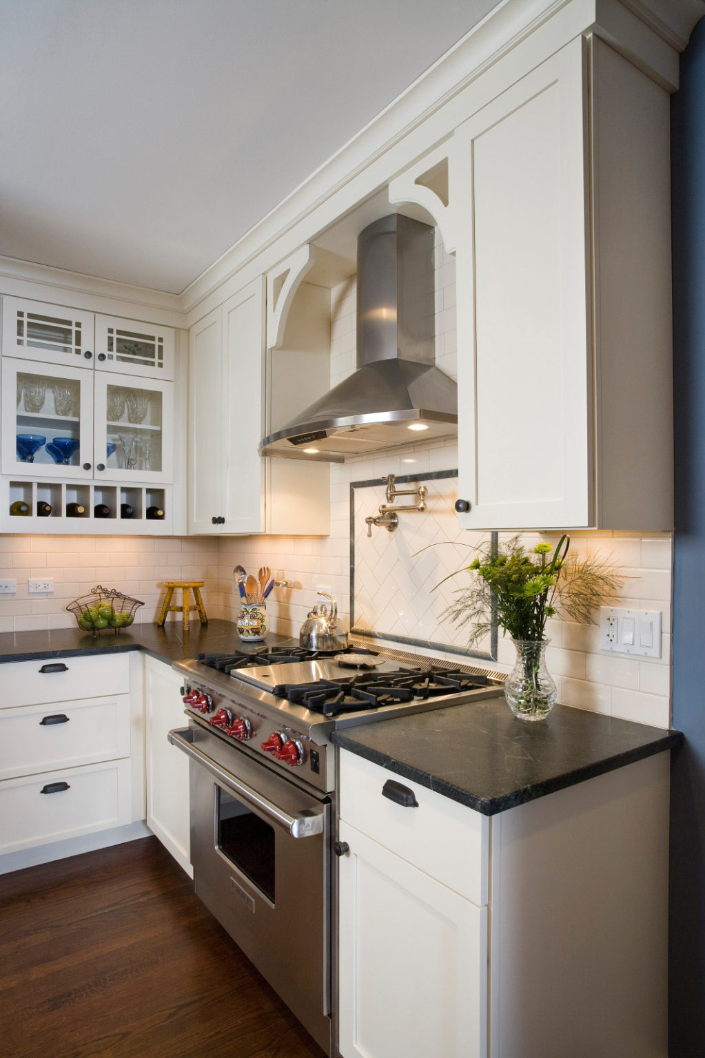 13 Loveliest Backsplash Behind Stove Only To Create An Ideal Kitchen   Ceramic Subway Tile And Soapstone Liner Backsplash Behind Stove With A Pot Filler 1023x1536 