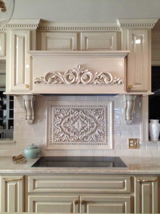 encore ceramics behind stove only backsplash in a classic kitchen