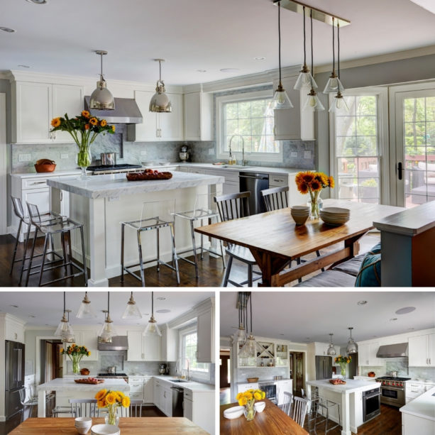 large awning windows over a single bowl sink in a transitional kitchen