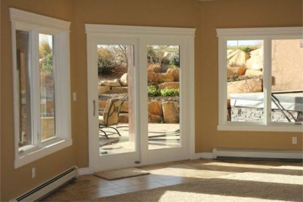 white framed glass walkout basement door option for a traditional look