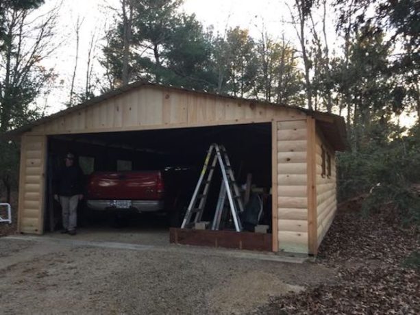 enclosing a tin metal roof carport with wood siding and no doors