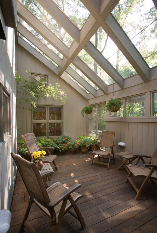 enclosing a decking porch with a glass roof for extended living space