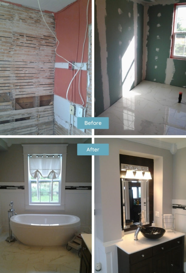 before after: turning a side entrance of an old house into an added new bathroom