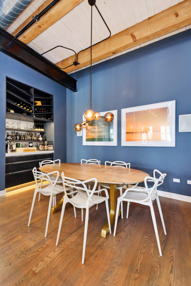 dark wood floor great blue dining room with black bar ideas
