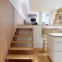 three small split levels in a scandinavian style house interior