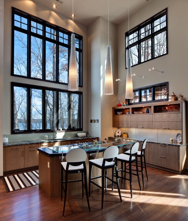 black clad interior window trim for a contemporary kitchen