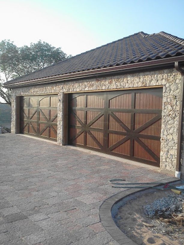 cedar wood garage door panels with vertical cladding