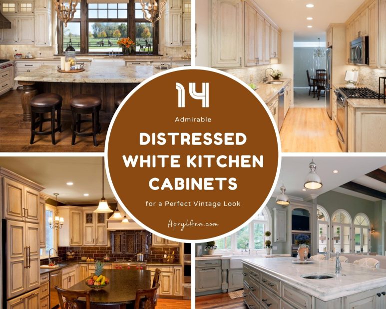 14 Admirable Distressed White Kitchen Cabinets
