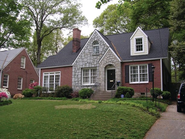 charcoal black roof paired with classic brick color scheme