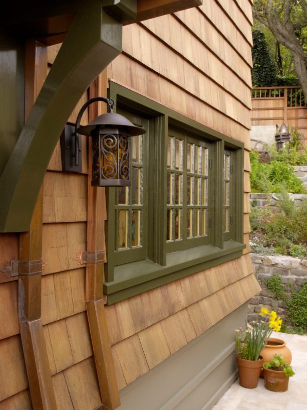 recessed trim craftsman-style exterior window trim painted in sherwin williams - rural green