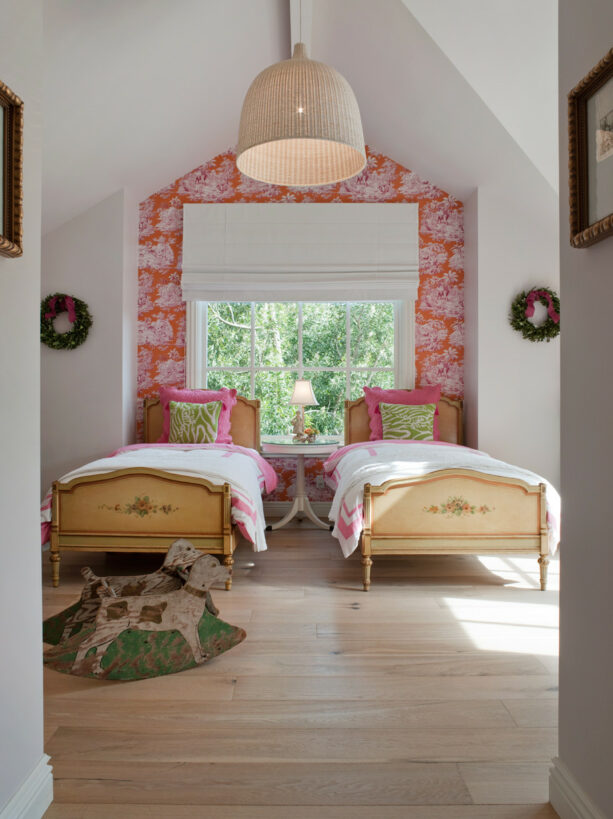 bold wallpaper accent wall in an alcove from manuel canovas