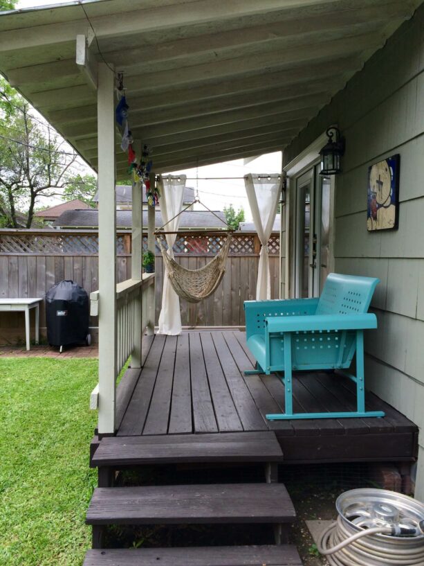 eclectic small back porch idea