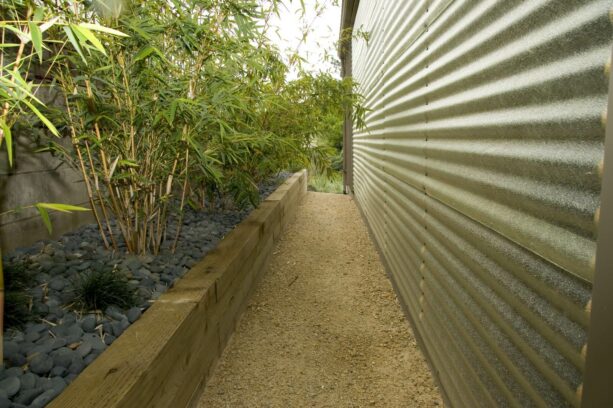 incorporating contrasting texture in a narrow side yard landscaping