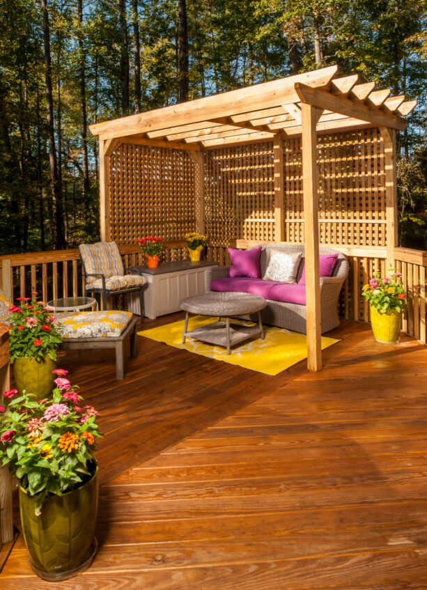 pergola gazebo to cover a seating space on deck