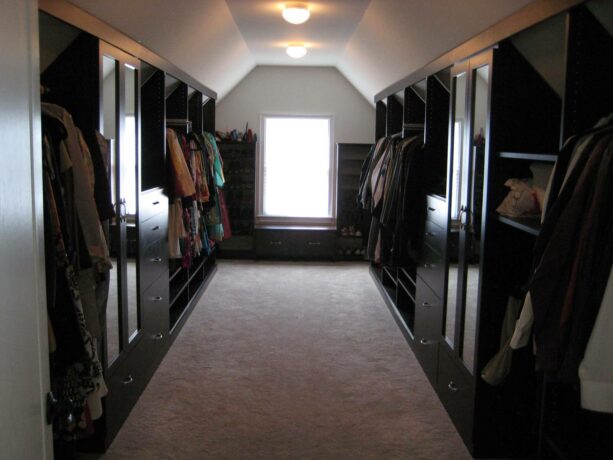 using black cabinets in an attic closet