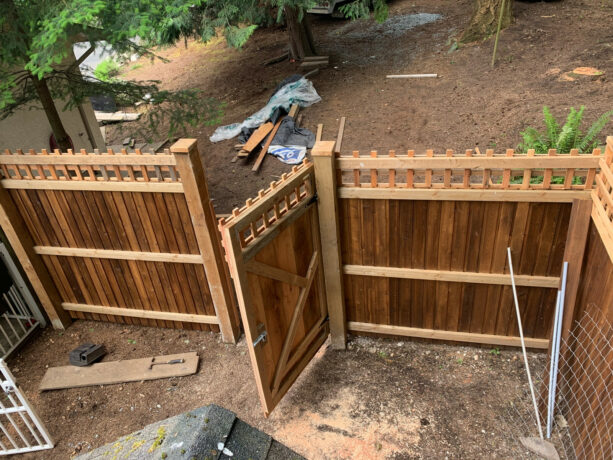 huge craftsman-style fence with a tight panel